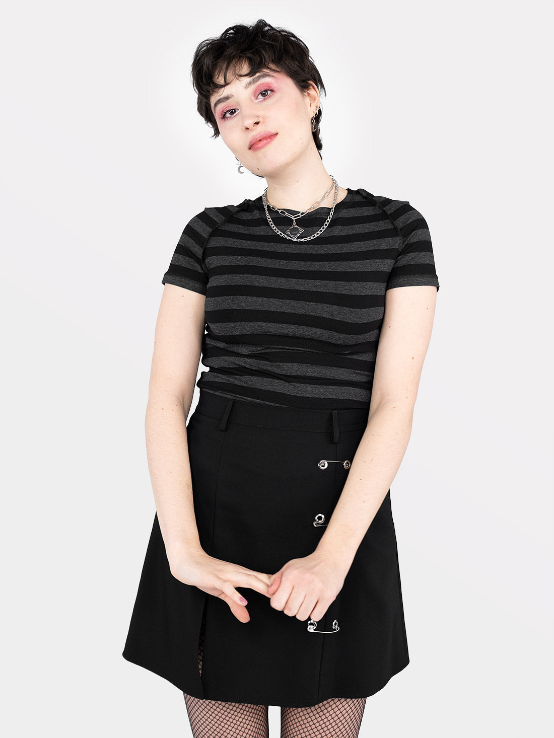 Courtney Safety Pins Mini Skirt