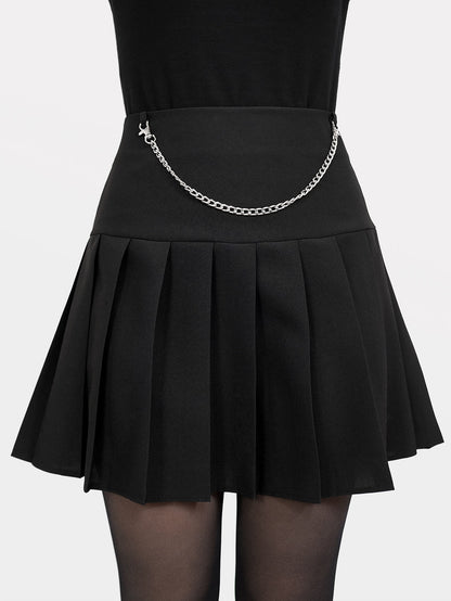 Black Pleated Chain Skirt