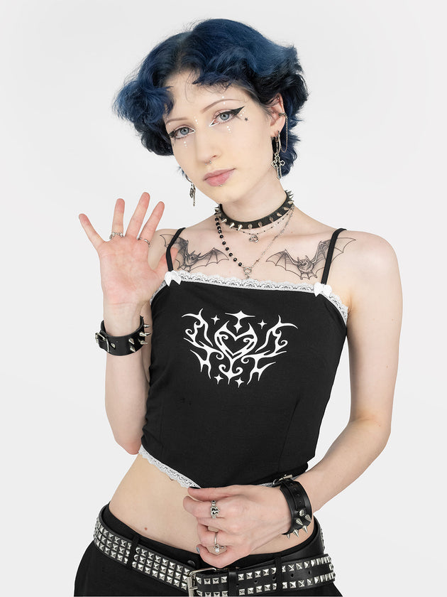 Absinthe Black Top With Lace