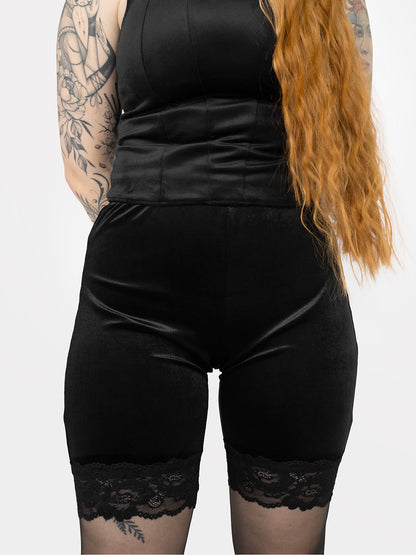 Surreal Velvet Shorts with Lace