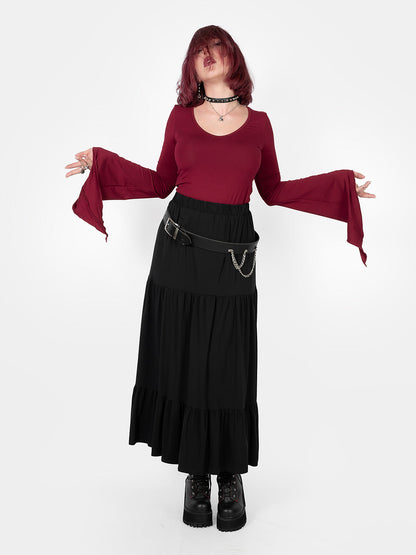 Burgundy Wisteria Bell Sleeve Top