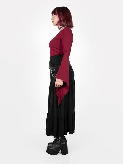 Burgundy Wisteria Bell Sleeve Top