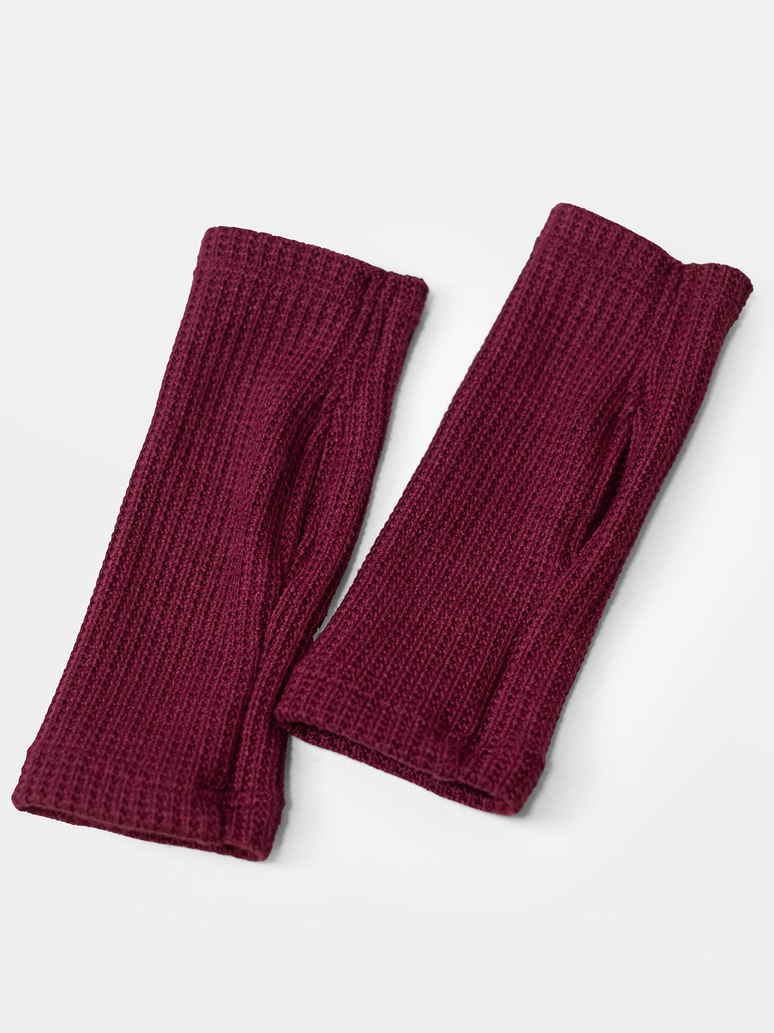 Burgundy Knitted Mittens
