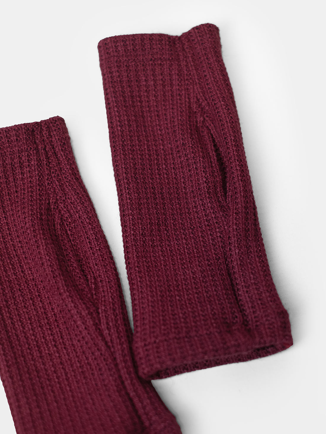 Burgundy Knitted Mittens