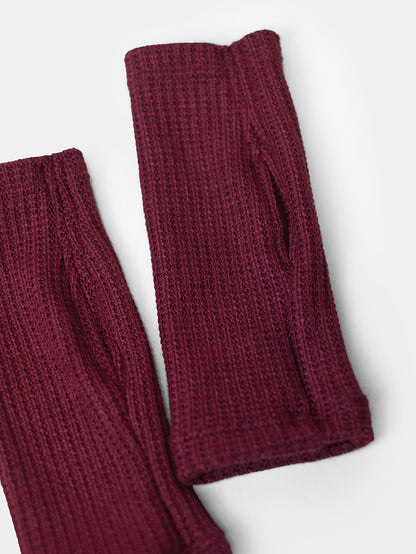 Burgundy Knitted Mittens