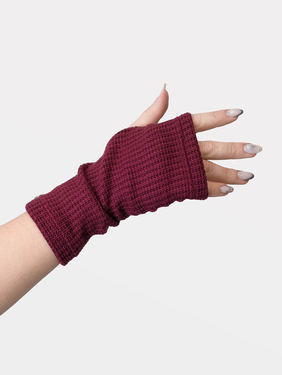Burgundy Knitted Mittens