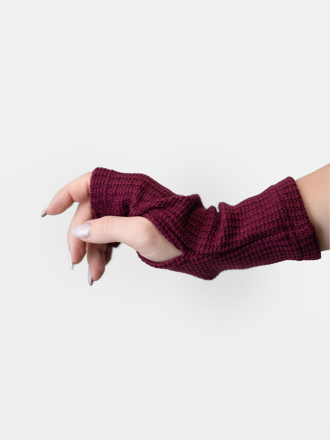 Burgundy Knitted Mittens