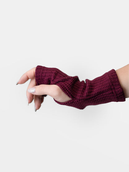 Burgundy Knitted Mittens