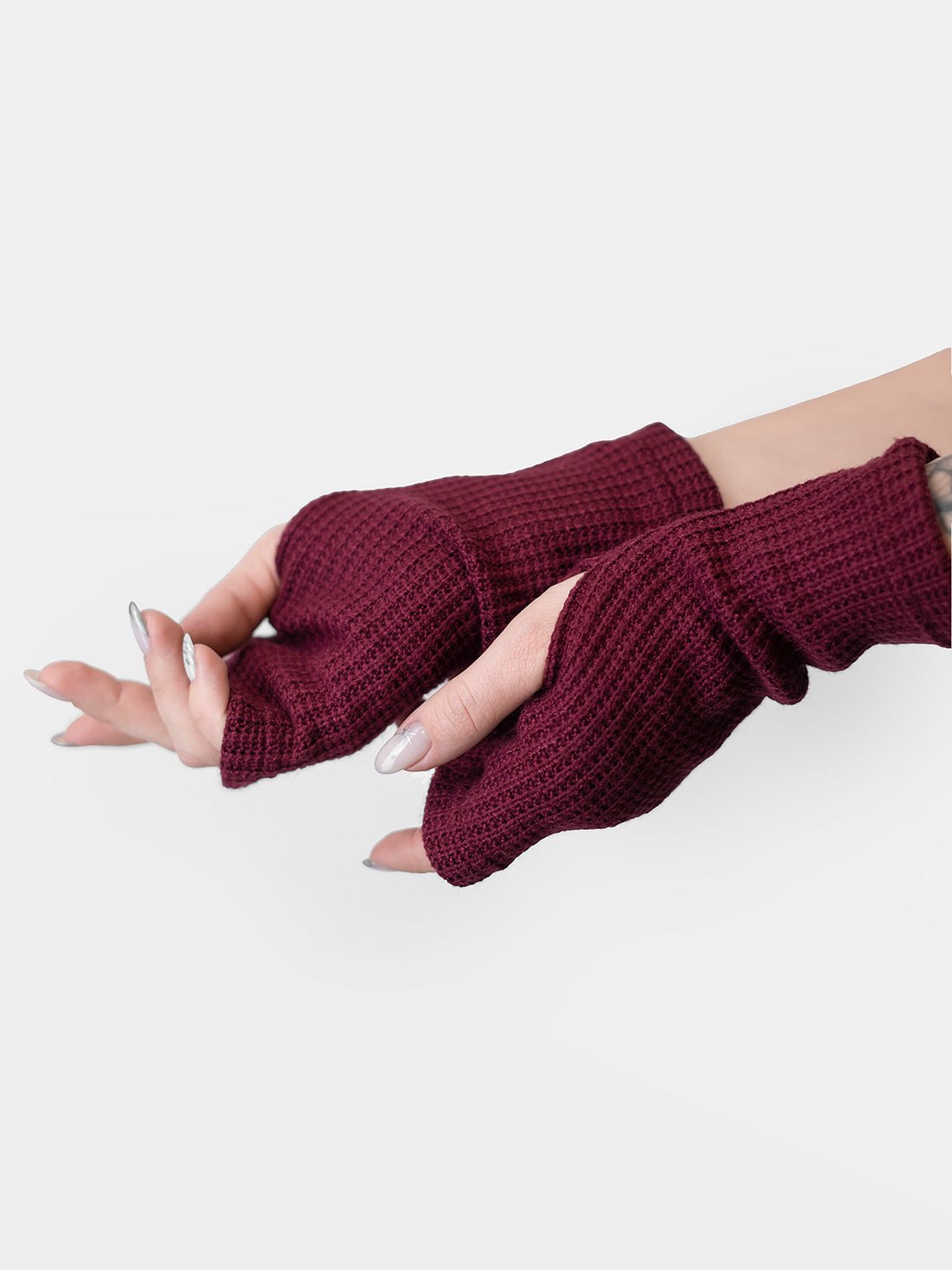 Burgundy Knitted Mittens