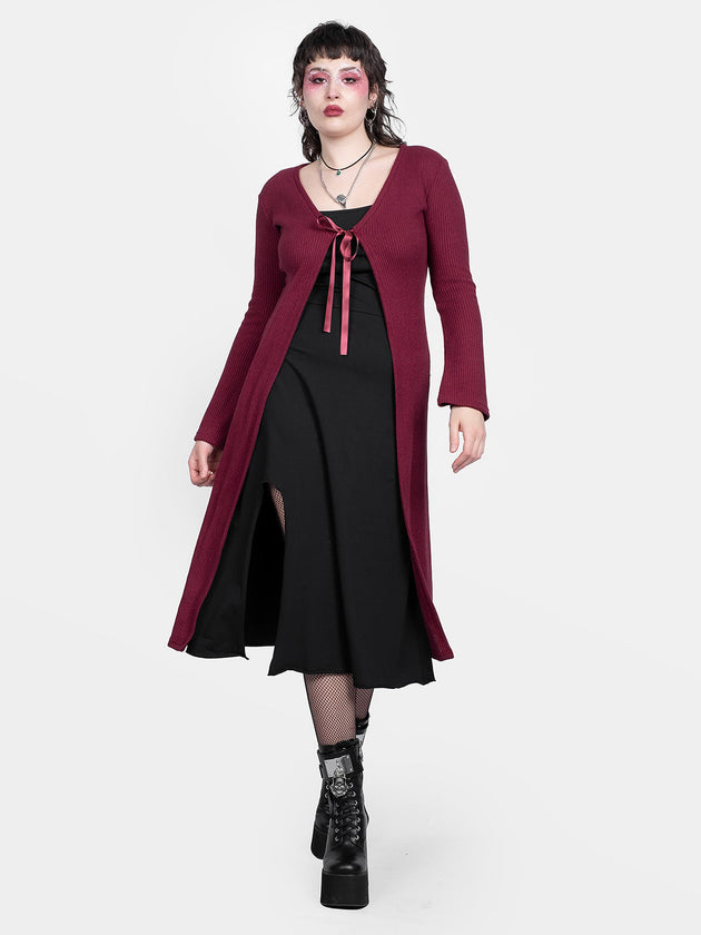 Rhiannon Burgundy Long Cardigan