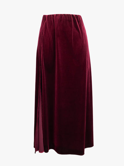 Hestia Velvet Burgundy Midaxi Skirt