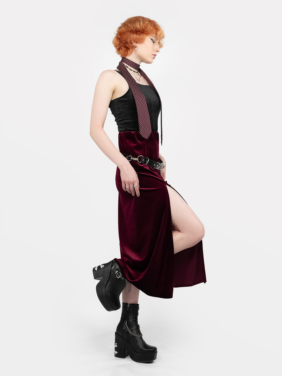 Hestia Velvet Burgundy Midaxi Skirt