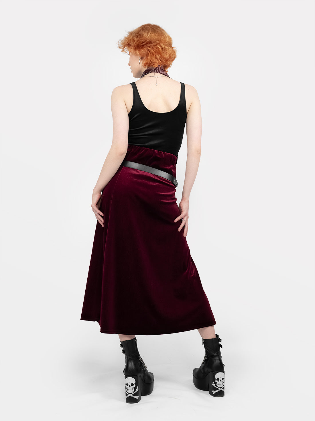 Hestia Velvet Burgundy Midaxi Skirt