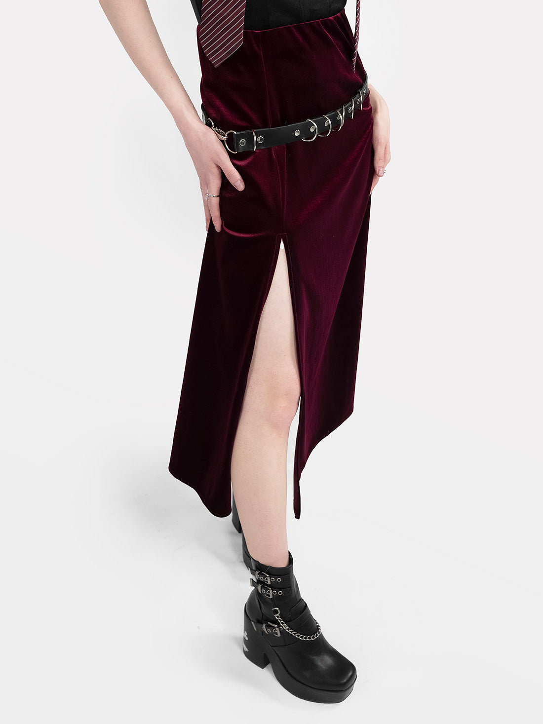 Hestia Velvet Burgundy Midaxi Skirt