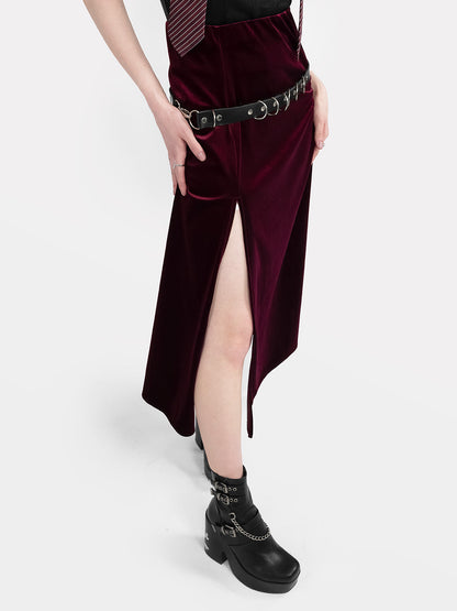 Hestia Velvet Burgundy Midaxi Skirt