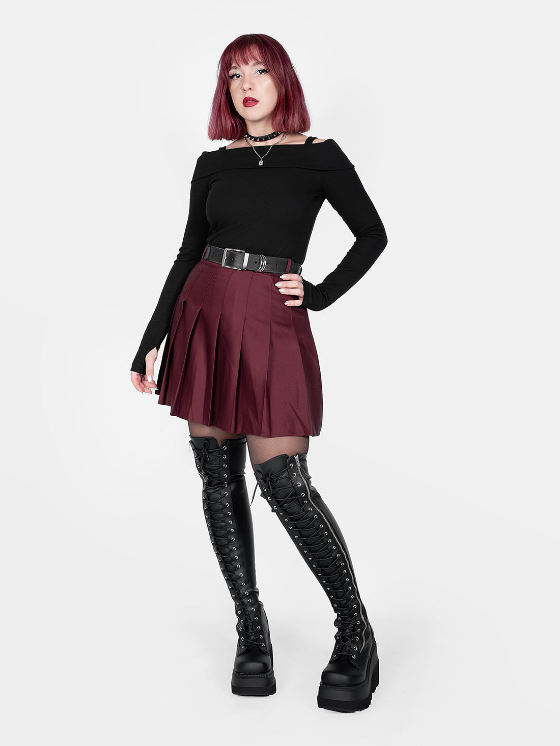 Burgundy Tennis Skirt