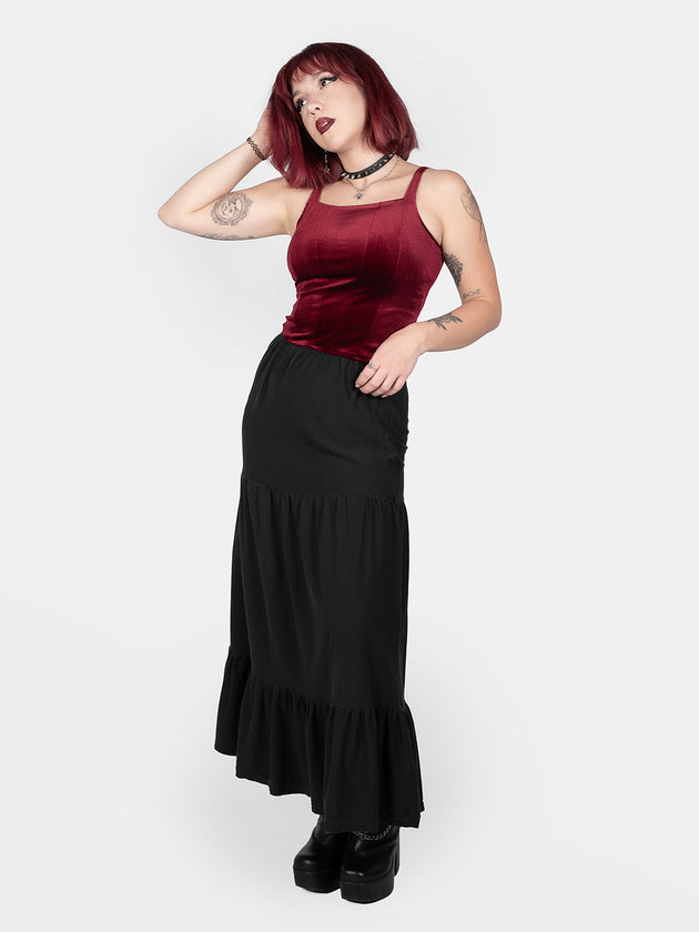 Conjure Burgundy Velvet Corset Top