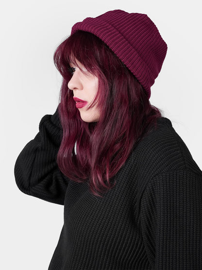 Burgundy Knitted Beanie