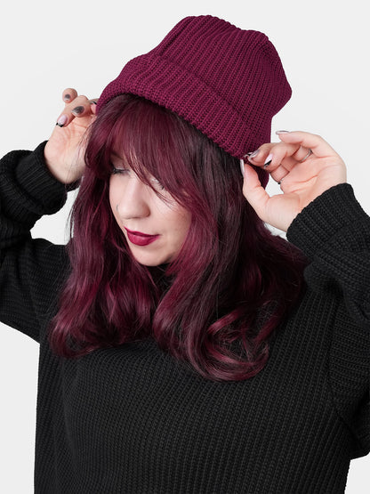 Burgundy Knitted Beanie