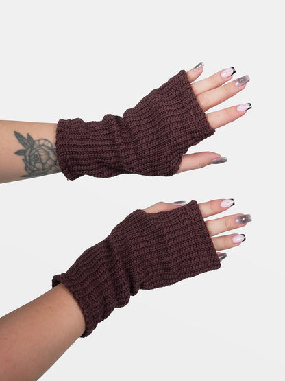 Brown Knitted Mittens