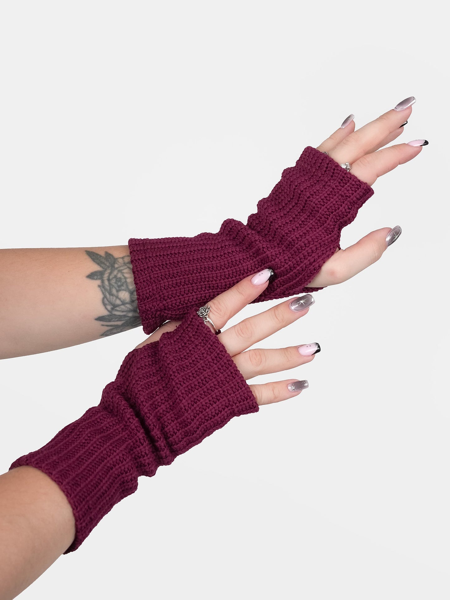 Burgundy Knitted Mittens
