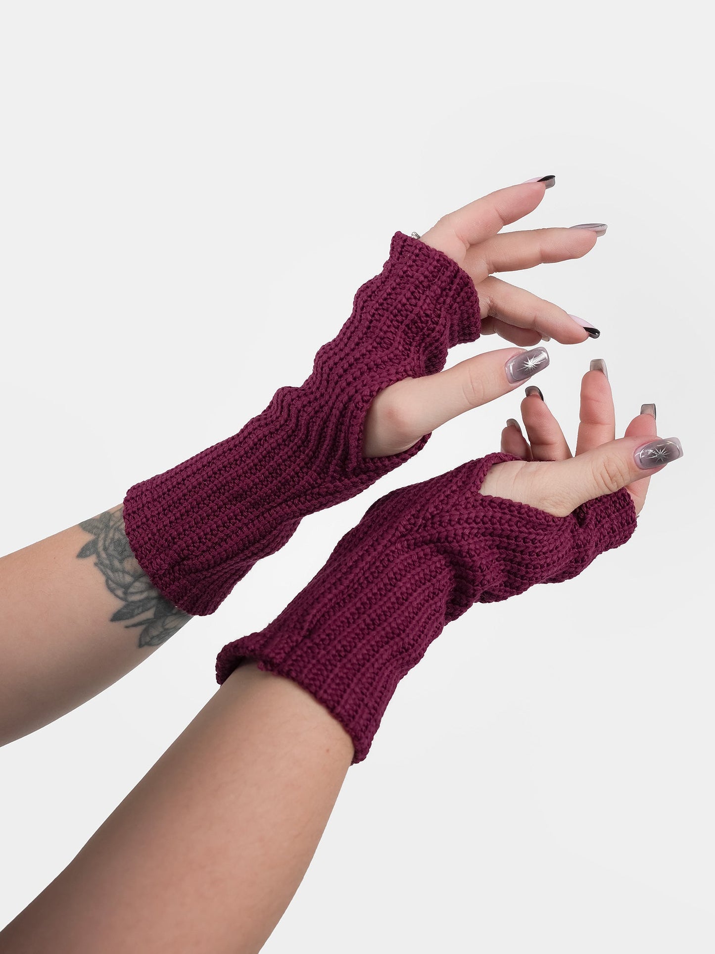 Burgundy Knitted Mittens