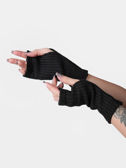Black Knitted Mittens