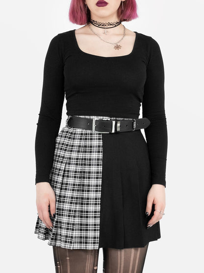 Contrast Plaid Tennis Skirt
