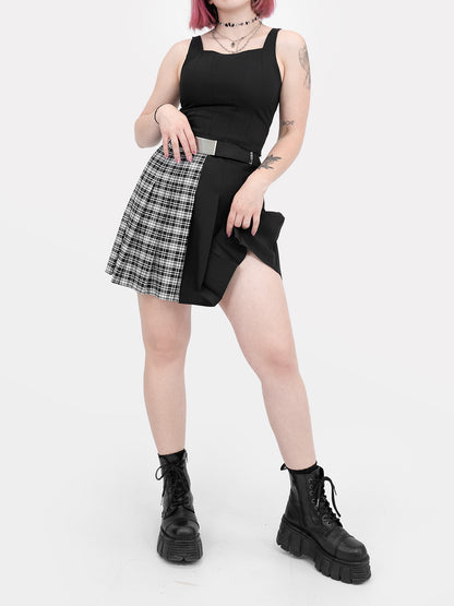 Contrast Plaid Tennis Skirt