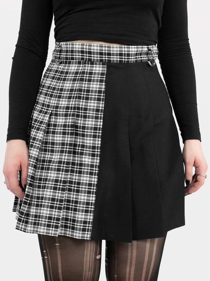 Contrast Plaid Tennis Skirt