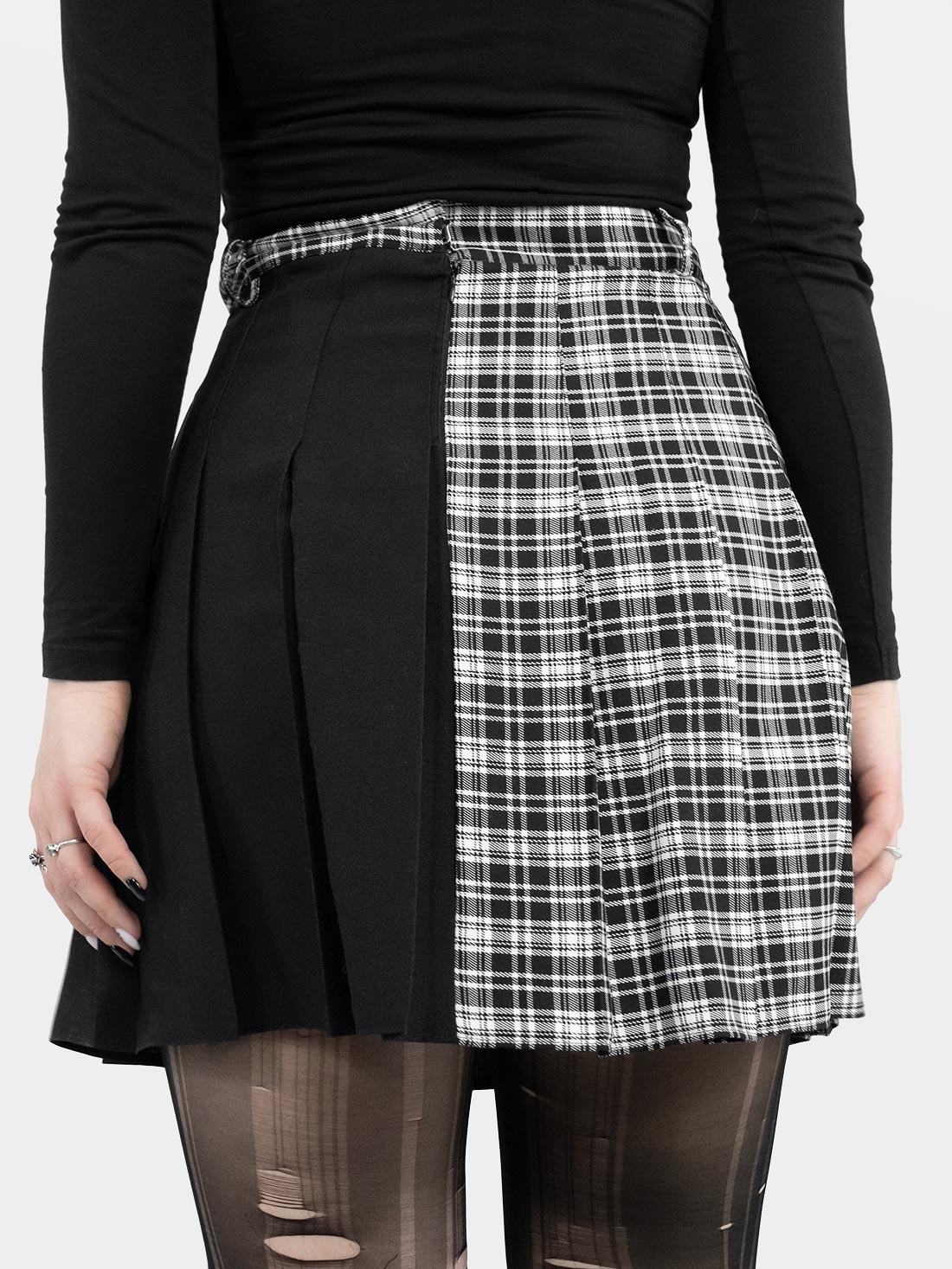 Contrast Plaid Tennis Skirt