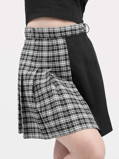 Contrast Plaid Tennis Skirt