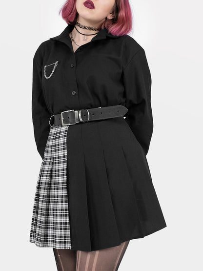 Contrast Plaid Tennis Skirt