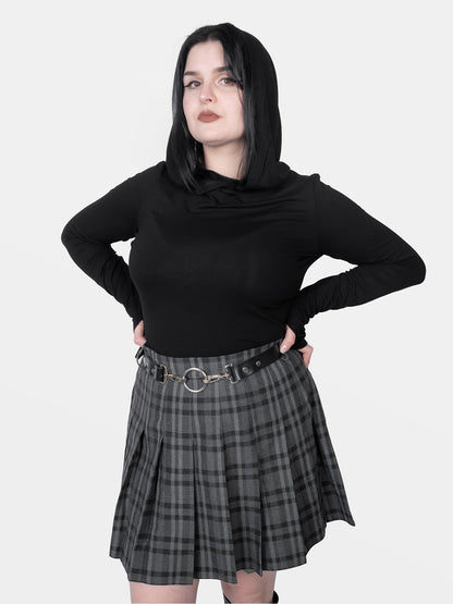 Grey Plaid Flannel Tennis Skirt
