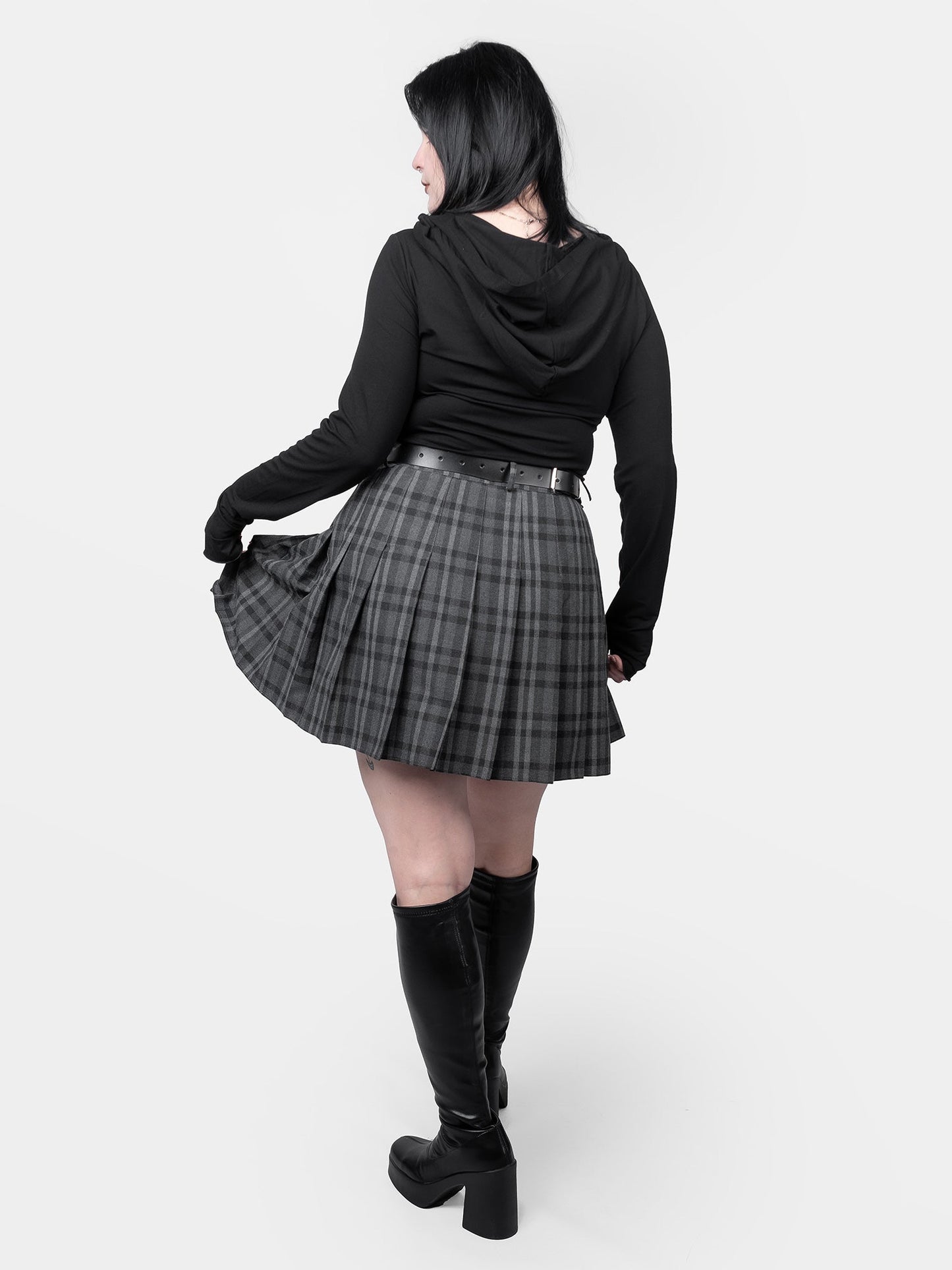 Grey Plaid Flannel Tennis Skirt