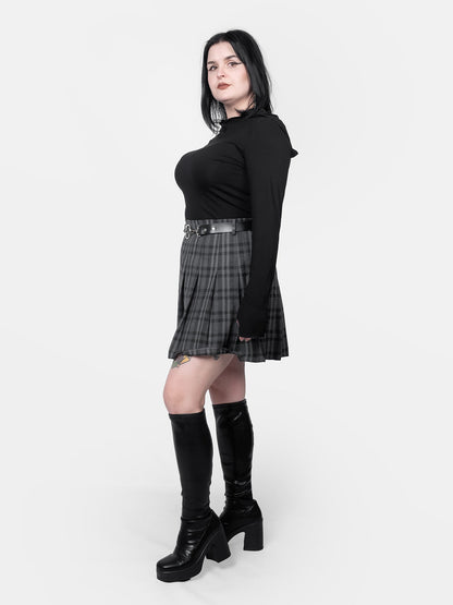 Grey Plaid Flannel Tennis Skirt