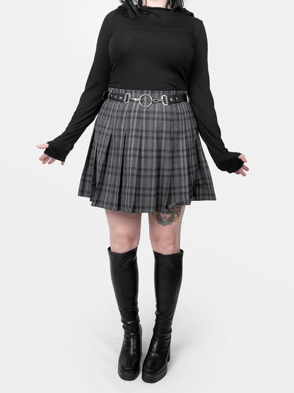 Grey Plaid Flannel Tennis Skirt