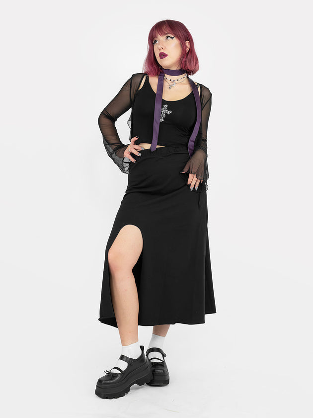 Demeter Black Slit Midi Skirt