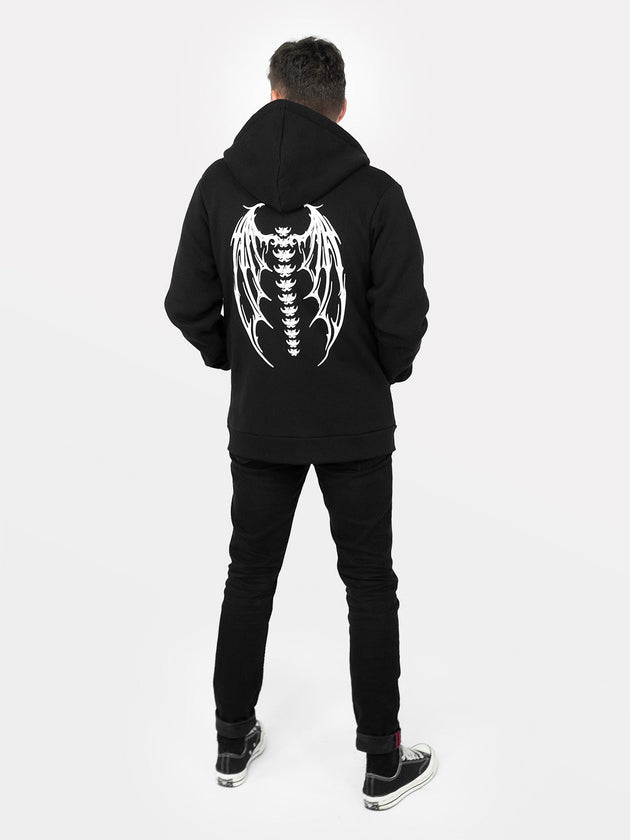 Demon Wings Zipped Organic Cotton Hoodie