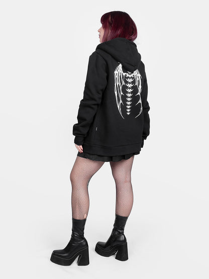 Demon Wings Zipped Organic Cotton Hoodie
