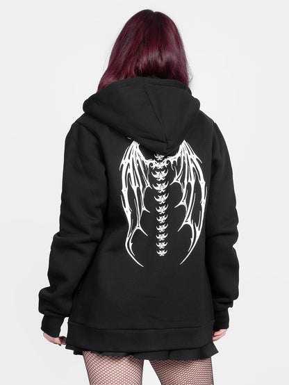 Demon Wings Zipped Organic Cotton Hoodie