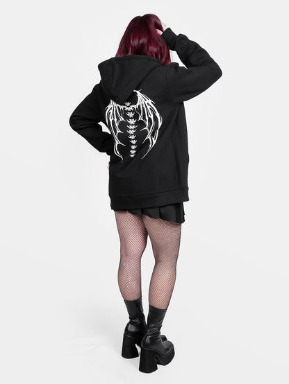 Demon Wings Zipped Organic Cotton Hoodie