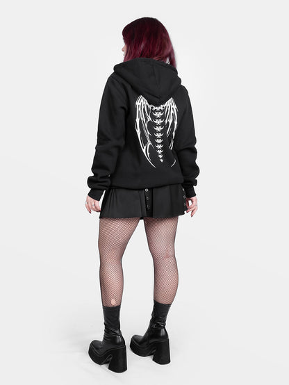 Demon Wings Zipped Organic Cotton Hoodie