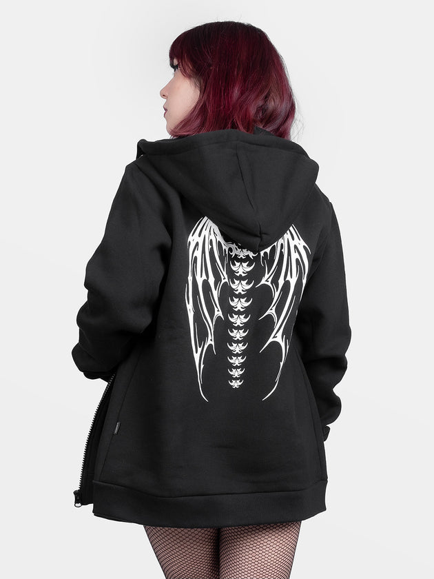 Demon Wings Zipped Organic Cotton Hoodie