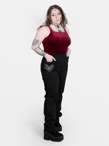 Sinister Straight Leg Embroidered Jeans