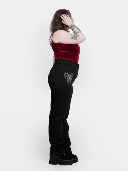 Sinister Straight Leg Embroidered Jeans