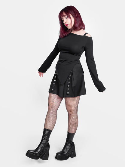 Abyss Eyelets Pleated Mini Skirt