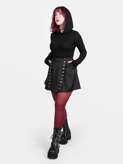 Abyss Eyelets Pleated Mini Skirt