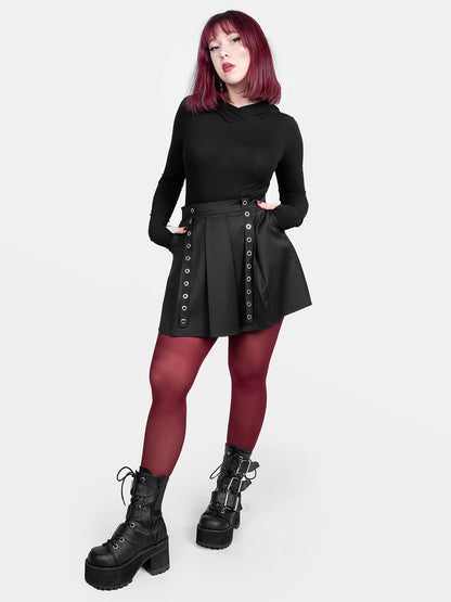 Abyss Eyelets Pleated Mini Skirt