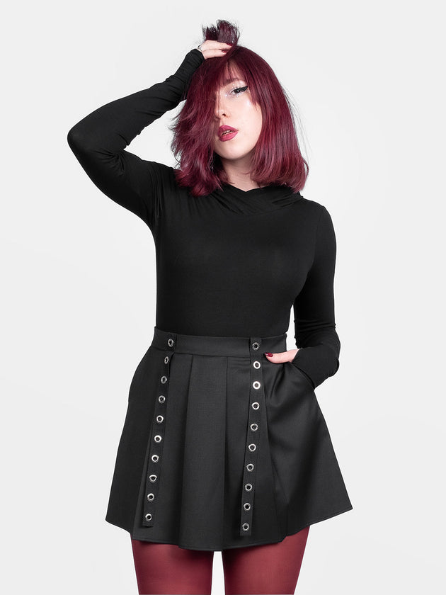 Abyss Eyelets Pleated Mini Skirt